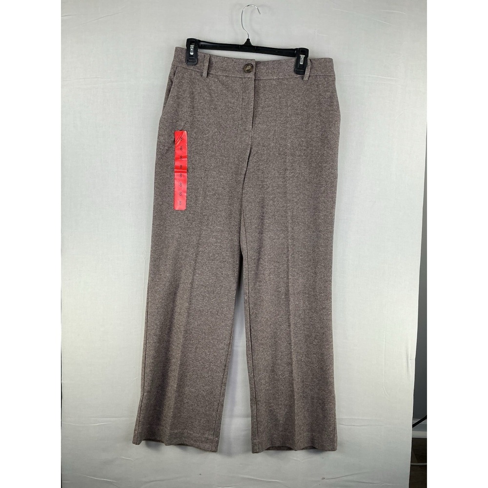 Hilary Radley Women's Herringbone Dress Pants Size 8 NWT Brown